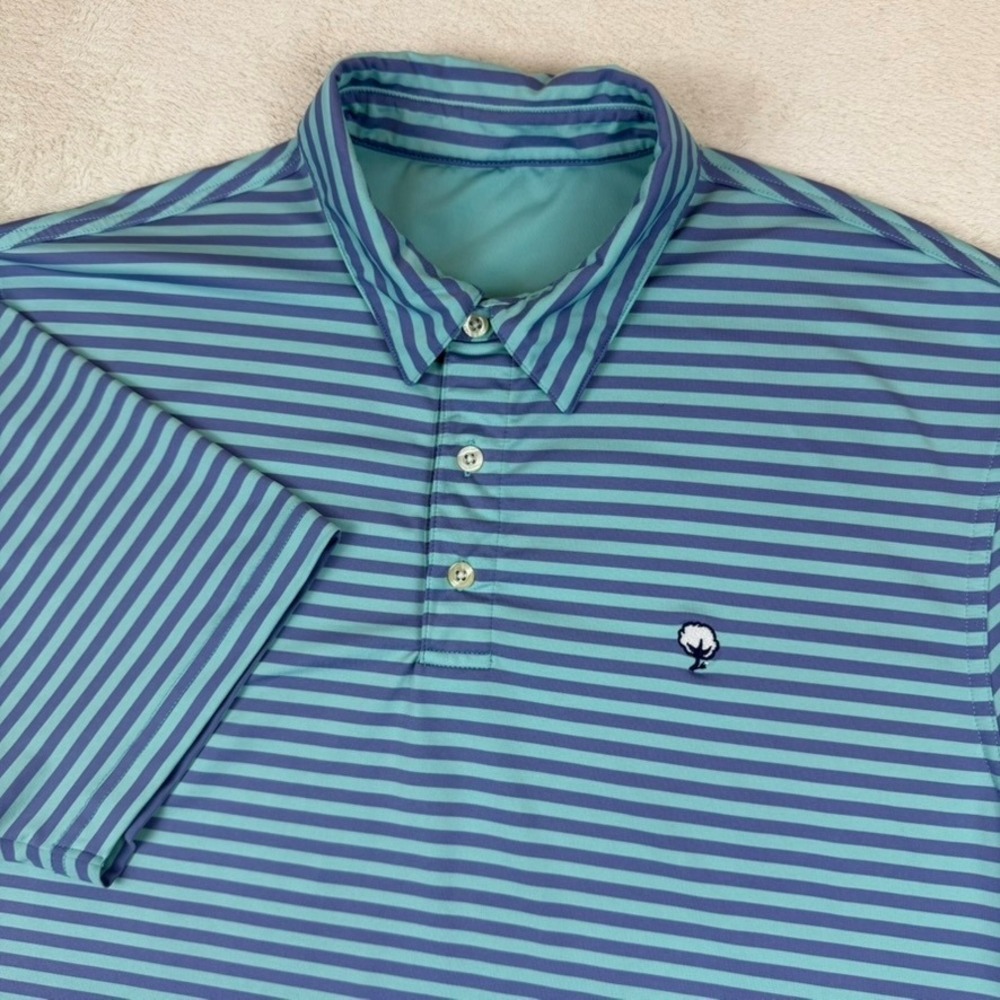 Southern Shirt Polo Golf Shirt Blue Aqua Striped Performance Mens XL